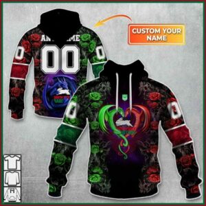 Personalized NRL South Sydney Rabbitohs Rose Dragon Hoodie