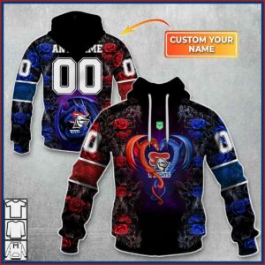 Personalized NRL Newcastle Knights Rose Dragon Hoodie