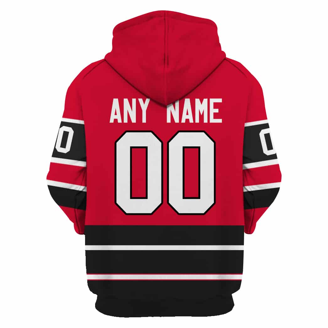 Custom Chicago Blackhawks Hockey Jersey Name and Number 2022 Reverse Retro Red Black